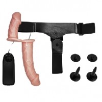 Double Vibrating Dildos Dual Motors Strap-On Flesh